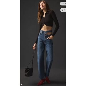 AGOLDE Broken Waistband Jeans Women's 26 Medium Wash Wide Leg Denim